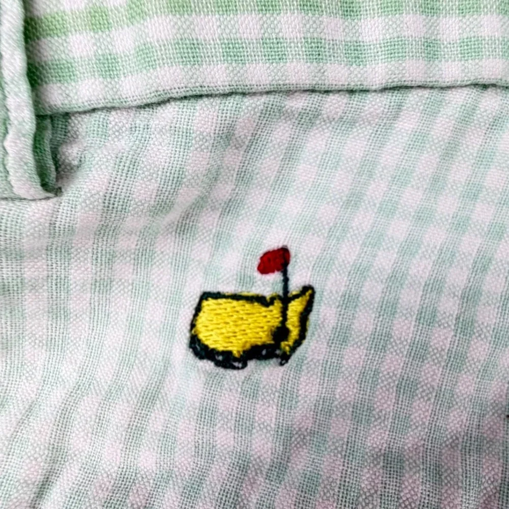 Bobby Jones Players Masters Seersucker Shorts Green‎ White Gingham Mens 34 Golf
